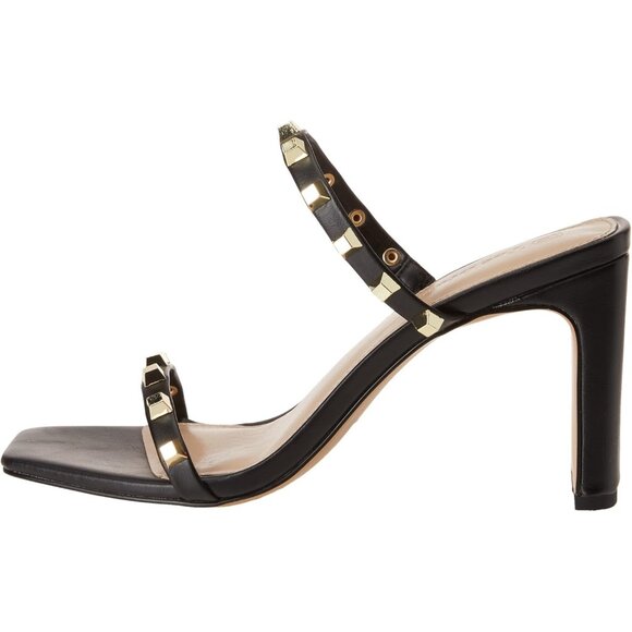 🆕 Women Black Avery Square Toe Two Strap Staples Studded High Heeled Sandal - Picture 8 of 8